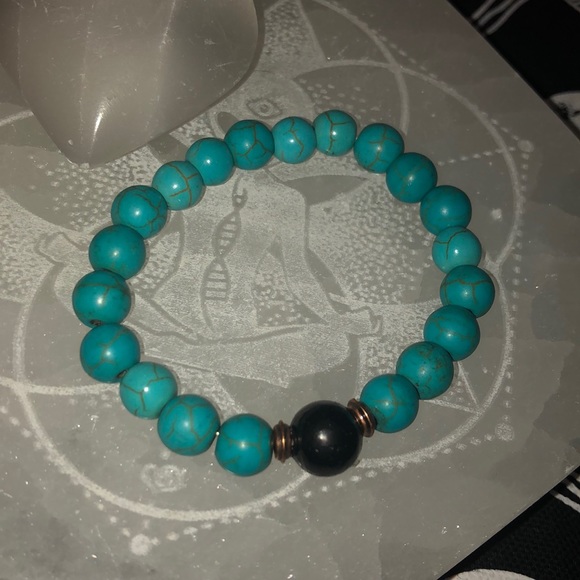 Turquoise + Shungite + Copper bracelet - Picture 1 of 8